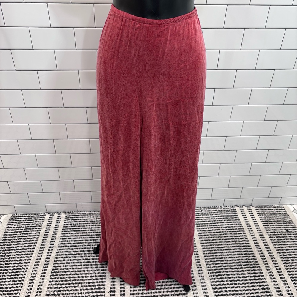Vintage Red Silk Wide Leg Pants